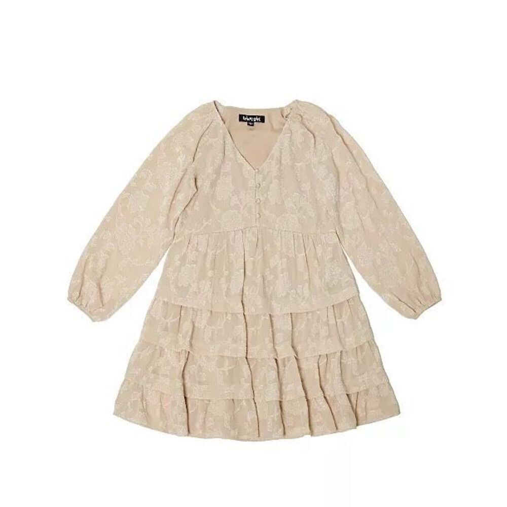 Trixxi Big Girls Long Sleeve Jacquard Tiered Dress size 10